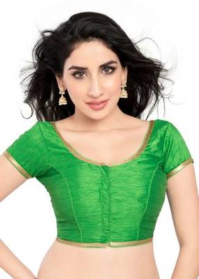 Parrot Green No Embroidery Stitched Brocade Readymade Blouses 1