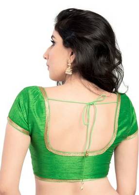 Parrot Green No Embroidery Stitched Brocade Readymade Blouses 2