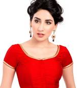 Red No Embroidery Stitched Brocade Readymade Blouses