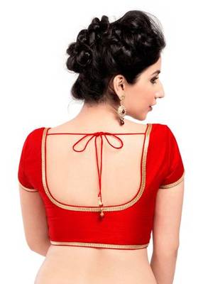 Red No Embroidery Stitched Brocade Readymade Blouses 2