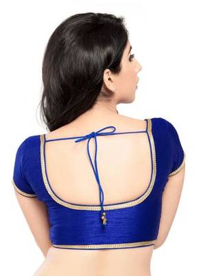 Royal Blue No Embroidery Stitched Brocade Readymade Blouses 2