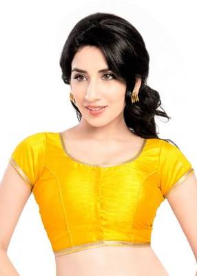 Yellow No Embroidery Stitched Brocade Readymade Blouses 1