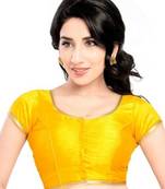 Yellow No Embroidery Stitched Brocade Readymade Blouses