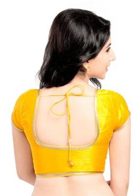 Yellow No Embroidery Stitched Brocade Readymade Blouses 2