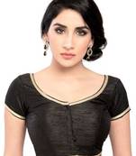 Black No Embroidery Stitched Brocade Readymade Blouses