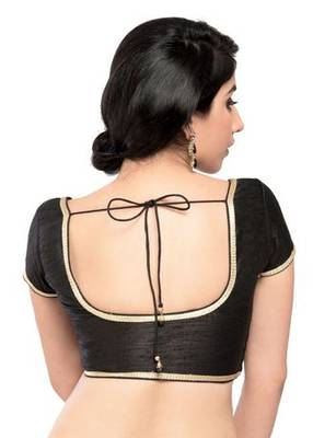 Black No Embroidery Stitched Brocade Readymade Blouses 2