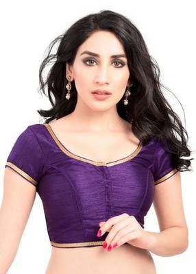 Brinjal No Embroidery Stitched Brocade Readymade Blouses 1