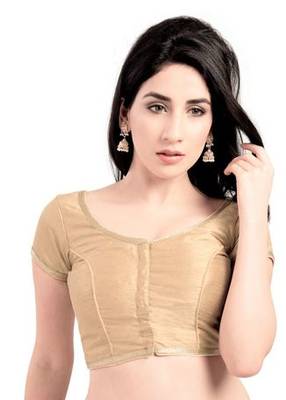 Golden No Embroidery Stitched Brocade Readymade Blouses 1