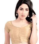 Golden No Embroidery Stitched Brocade Readymade Blouses