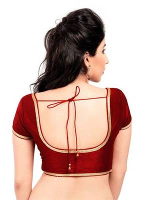 Maroon No Embroidery Stitched Brocade Readymade Blouses 2