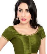 Mehandi Green No Embroidery Stitched Brocade Readymade Blouses