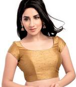 Golden No Embroidery Stitched Dupion Silk Readymade Blouses