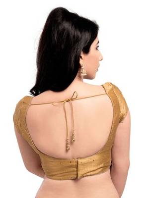 Golden No Embroidery Stitched Dupion Silk Readymade Blouses 2