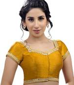 Mustard No Embroidery Stitched Dupion Silk Readymade Blouses