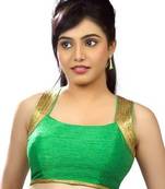 Parrot Green No Embroidery Stitched Dupion Silk Readymade Blouses