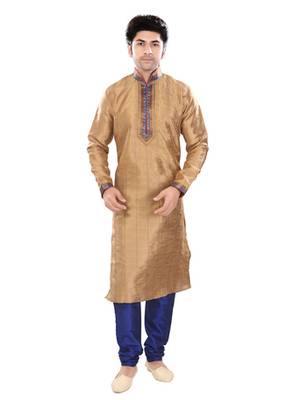 Brown Silk Plain Traditional Kurta Pyjama 1