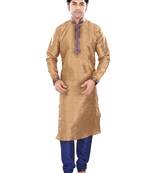 Brown Silk Plain Traditional Kurta Pyjama