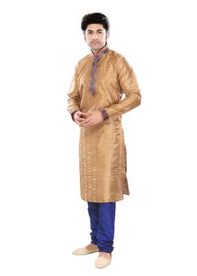 Brown Silk Plain Traditional Kurta Pyjama 2