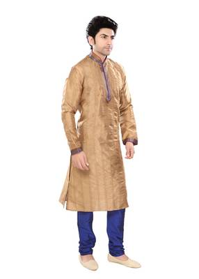 Brown Silk Plain Traditional Kurta Pyjama 3