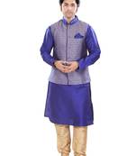Blue Polysilk Traditional Kurta Pyjama