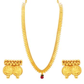 Youthful Laxmi Temple Coin Gold Plated Necklace Set For Women 1