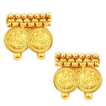 Youthful Laxmi Temple Coin Gold Plated Necklace Set For Women 5