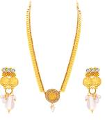 Modish Laxmi Temple Coin Gold Plated Necklace Set For Women