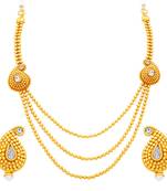 Fabulous Three String Gold Plated Necklace Set For Women
