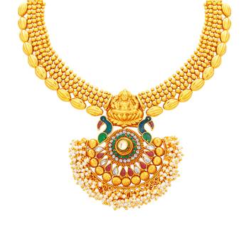 Incredible Laxmi Peacock Laxmi Temple Gold Plated Necklace Set For Women 3