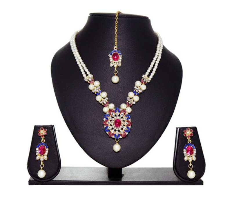 Kiwi England  Gold Rani Blue Alloy Jewel Set