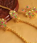Royal Designer Goldplated Ruby Emerald Mugappu Set