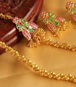 Royal Designer Ruby Emerald Mugappu Necklace Set