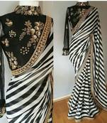 Black embroidered georgette saree with embroidery work Blouse