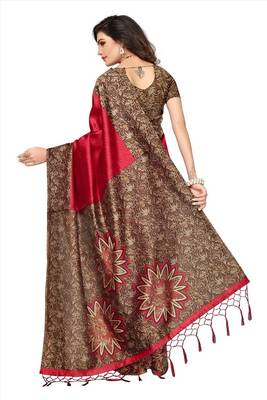 Multicolor embroidery georgette and printed silk saree combo pack of-2 saree 4