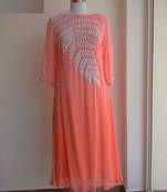 orange georgette plain semi stitched kurti