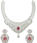 HAPPINESS Collection Ruby Red Diamond Imitation Wedding Necklace Set For Women