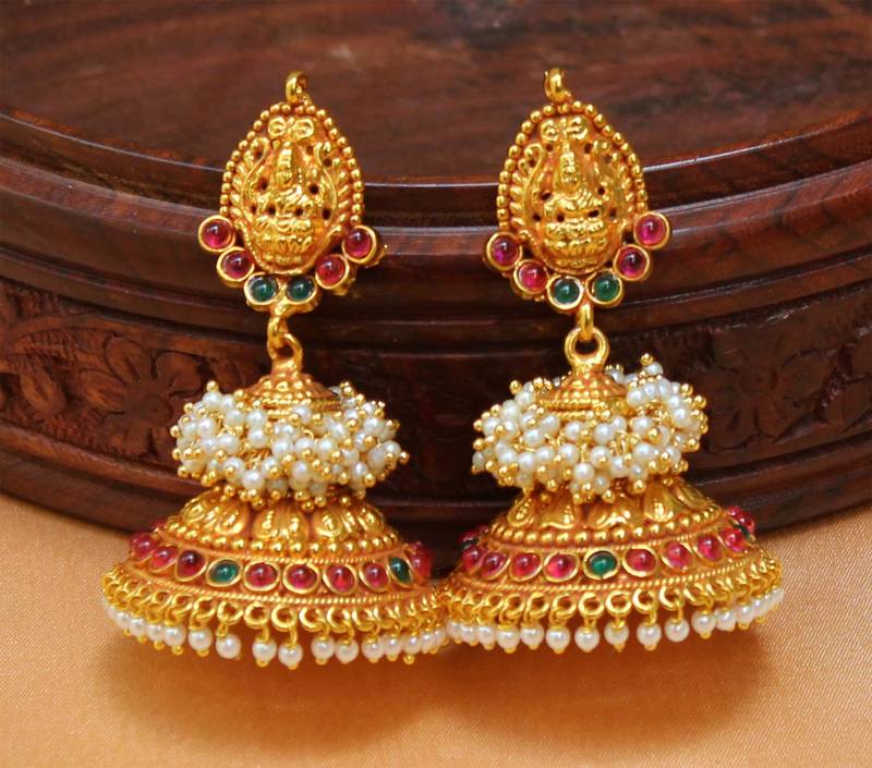 Gorgeous Geru Polish One Gram Gold Temple Jhumkas URSHI