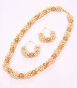 Traditional and elegant gold plated pearl necklace set