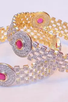 DESIGNER AD RUBY GOLD PLATED KADA BANGLES
