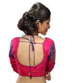 Pink chanderi silk embroidered stitched blouse