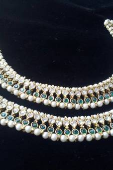 Green colour Pearl Anklets