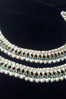 Green colour Pearl Anklets