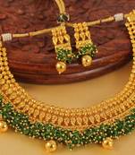 Royal Antique Green Cluster Necklace Set