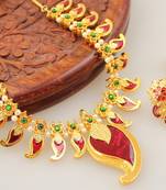 Gorgeous Antique Maroon Palakka Necklace Set