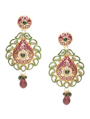 Opulent Paisley Green Pink Earrings 1