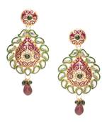 Opulent Paisley Green Pink Earrings