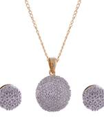 Stylish Round Shaped American Diamond Stones Gold Locket Pendant Set Gold Plated