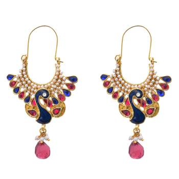 Peacock Posy Royal Fuschsia Pearly Earrings 1
