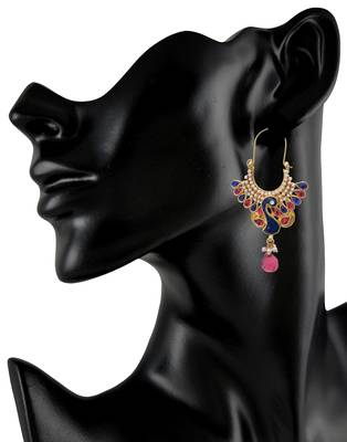 Peacock Posy Royal Fuschsia Pearly Earrings 2