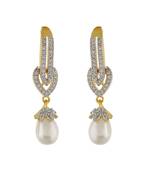 Designer  Pearl American Diamond  stones Gold Tops Studs Earrings Gold Plated